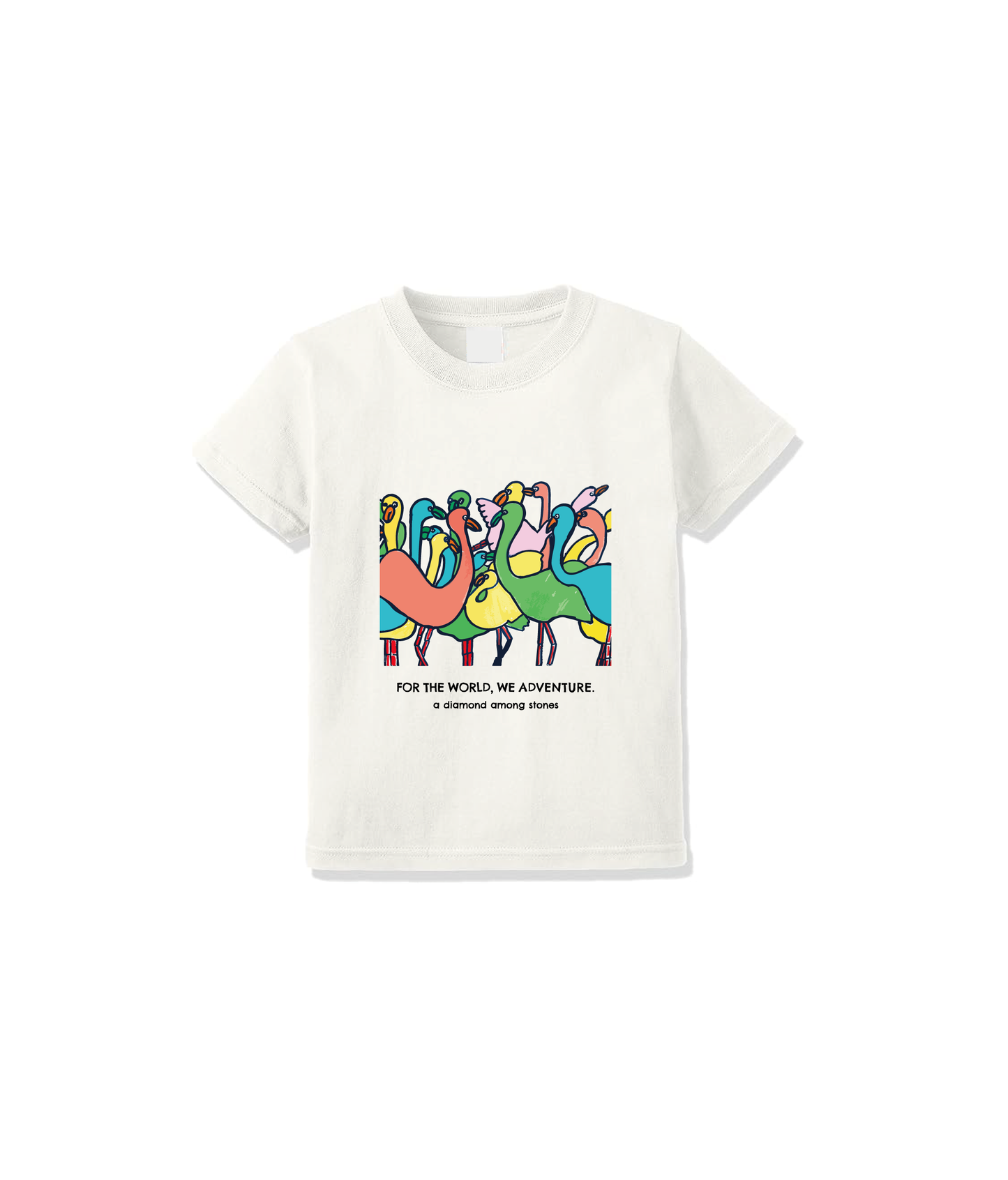 【For the world, We adventure】クルーネックTシャツ フラミンゴ (キッズ)