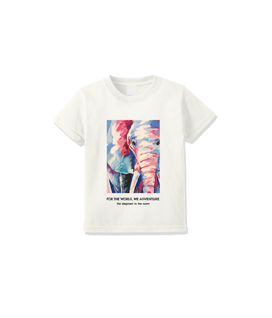 【For the world, We adventure】クルーネックTシャツ ゾウ (キッズ)